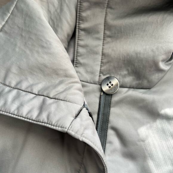 Vintage Searle silver gray trench coat wide collar winter belted parka puffer - Picture 10 of 13